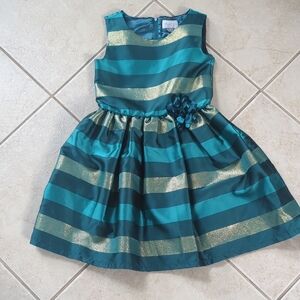 The Children's Place Teal and Gold Formal Dress Girls Size 10